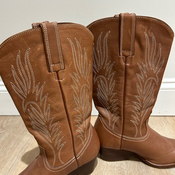 Steve Madden Leather Brown Heeled Boots Western Boho Winter Women's Size 7 - Picture 7 of 9